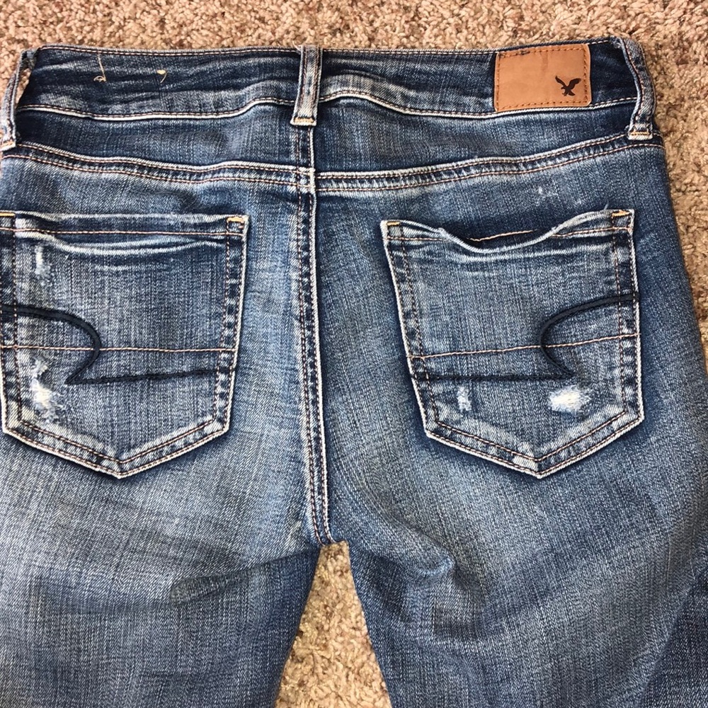 American Eagle women’s blue ripped / distressed skinny jeans / jeggings - Picture 11 of 12